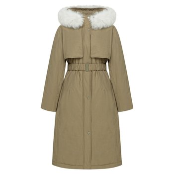 후드 퍼 야상 벨티드 롱다운 EGDHOK9900