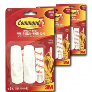 3M 517CBT27 벽걸이 접착식 후크 다용도 고리 걸이 행거 M 6P 주방 소품 벨트 옷