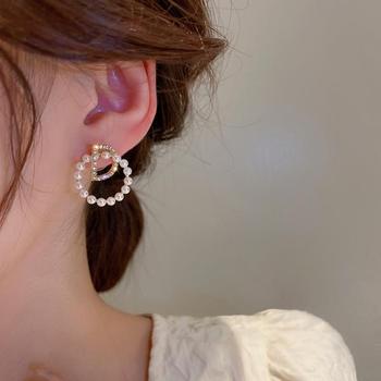 유니버스 진주 링 큐빅 드롭 순은 데일리 미니 여자 예쁜 원터치 봄 여름 은침 패션 귀걸이 D 실버 925