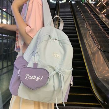 캐주얼 DP88IA80 투톤 배색 포켓 수납 럭키 여성 백팩 책가방