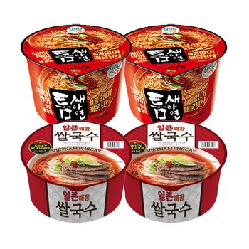 틈새라면 매운맛 105g 2개 + 얼큰해장쌀국수 65g 2개 총4개