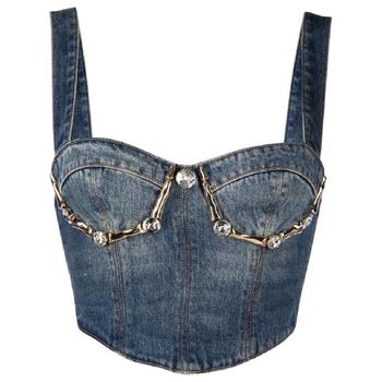 25 FW AREA 클로 컵 크리스털 장식 데님 뷔스티에 2304T12265 TP429821728