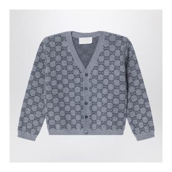 구찌 GUCCI Cardigan in grey wool with GG jacquard 834348XKEZP/XL_GUC-1018