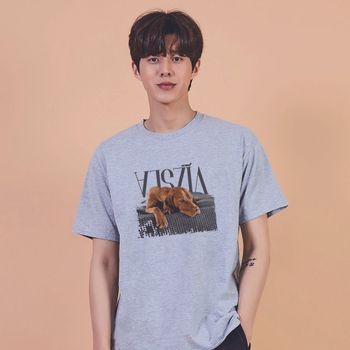 키밍 비즐라 강아지 그래픽 캐쥬얼 반팔티