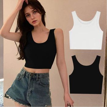 베이직 EB45EP32 기본 민소매 이너 U넥 상의 크롭 여자 나시티
