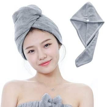극세사 드라이 타올 그레이 머리 말리기 헤어 수건 극세사머리수건