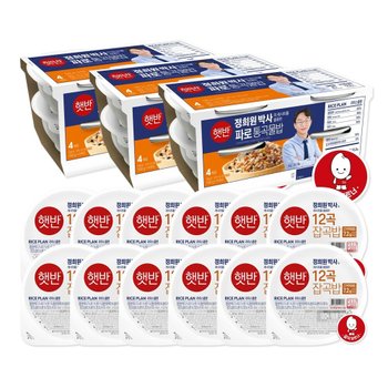 CJ제일제당 햇반 라이스플랜 파로통곡물밥 190g x12개+12곡잡곡밥 210g x12개