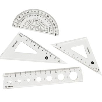 그림자 모양자 삼각자 각도기 제도자 4종 세트 DD-10769