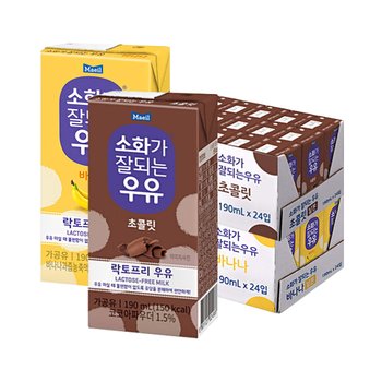 매일 소화가 잘되는 우유 바나나/초콜릿 190ml 24팩