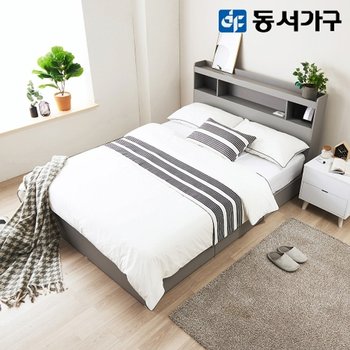 타리아 LED 1단 3서랍 퀸 Q 수납침대+편백황토숯 9존독립 매트리스 D...