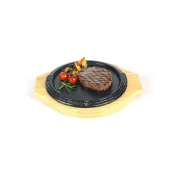 함박스테이크 321NBA68 원형 철판 목판받침 세트 3호