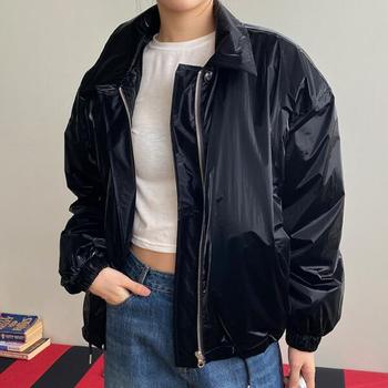 아트박스/옷자락 여성 유니크 코팅 오버핏 캐주얼 점퍼