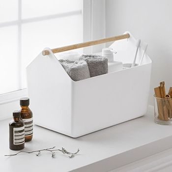 원룸꾸미기 오피스 홈 리빙 인테리어 우드 손잡이 수납 바스켓 수납용품