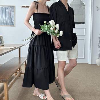 제주도 해외 여행 휴가 검정색 커플룩 여름 원피스 피서룩