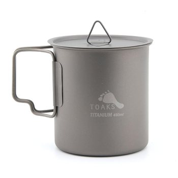 [해외] TOAKS 티타늄 450ml 컵 뚜껑 포함