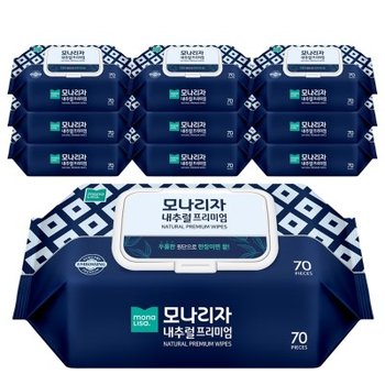 모나리자 아기물티슈 내추럴 프리미엄 고평량 80gsm 엠보싱 물티슈(