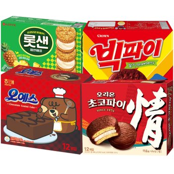 인기과자4종 초코파이 468g+오예스 360g+롯샌파인애플315g+빅파이324g_