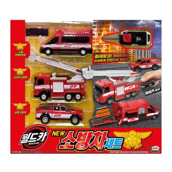 월드카 뉴소방차 세트 파워키 사다리차 지휘본부차 순찰차 미니카 자동차 작동완구 선물