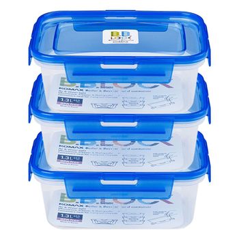 코멕스 비비락 직사각 밀폐용기 직3호 블루 1.3L X 3