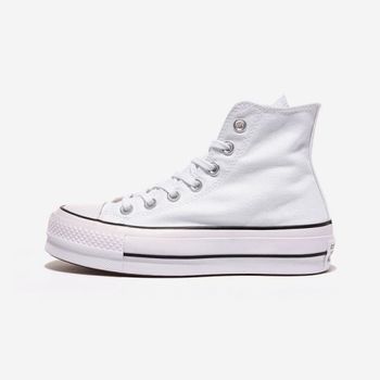 CONVERSE 컨버스 척테일러 올스타 리프트 캔버스 화이트 하이 - whiteBLACKwhite