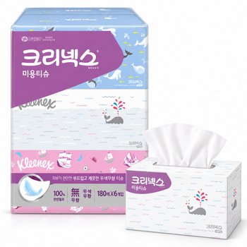 크리넥스 미용티슈 100% 천연펄프 180매 x6개입 x1팩