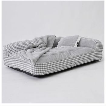 D18 더폴라 침대쿠션 (체크그레이 점보 특대형) 강아지하우스