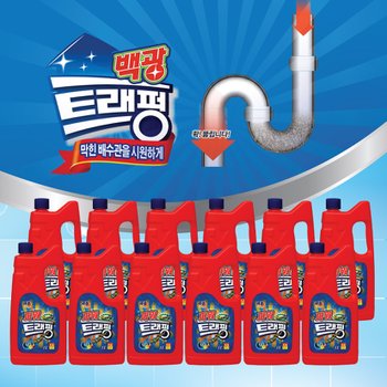 백광 파워 트래펑 1Lx12개 막힌 변기 싱크대 배수구 클리너 세정제