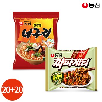 반반세트 농심 짜파구리 짜파게티 20봉 + 너구리 20봉 세트