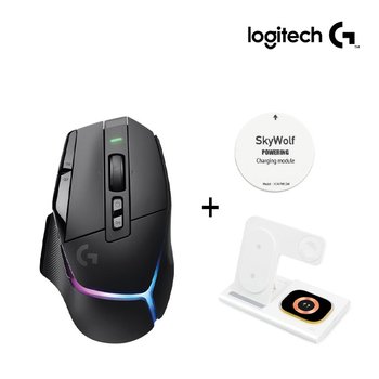 로지텍 G502 X PLUS 무선 게이밍 마우스 블랙 + 스카이울프 올인원 충전기 갤럭시 아이폰