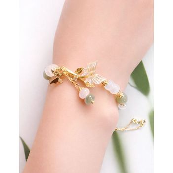 H35 화전옥 자개나비 행운팔찌 소원팔찌 원석팔찌[35702645]