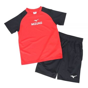[해외] 미즈노 키즈 티셔츠 하프 팬츠 세트 32JGC41196 -블랙 레드 468966