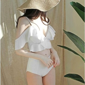 여자 푸쉬업 투피스 이무 프릴 비키니 화이 청순한 (52820441)