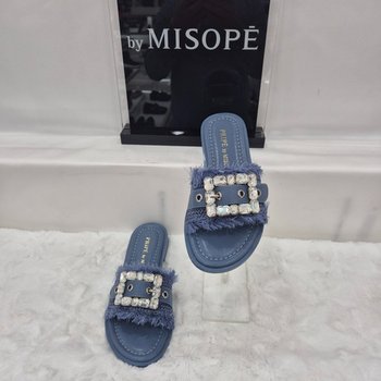 By 여성 보석 포인트 프린지 슬리퍼 112HH423DS021 BLUE 1_JJ