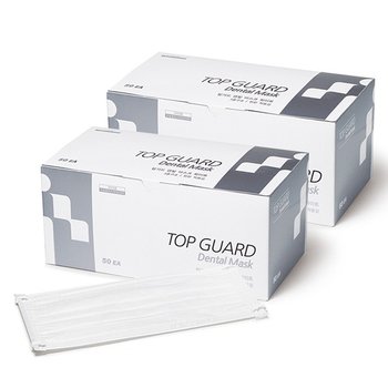 탑가드 덴탈마스크 대형 흰색 50매입 X2통 국내생산 일회용마스크