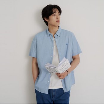 [신세계백화점][빈폴] [26SS 30%OFF][빈폴] 시어서커 마이크로 깅엄 반소매 셔츠  스카이 블루 (BC6465C42Q) (B