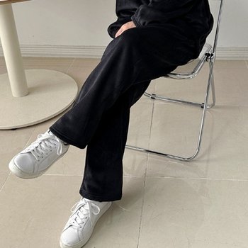 남자 겨울 안감양털 카페알바 골지 검정 와이드팬츠