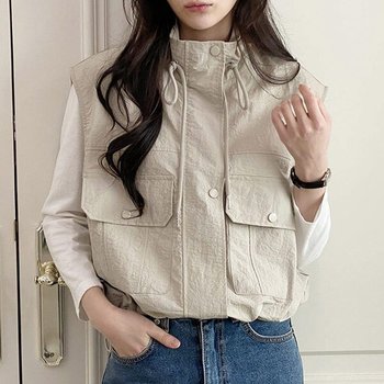 (DK)토커건빵조끼JP 봄 여성 조끼 집업 점퍼