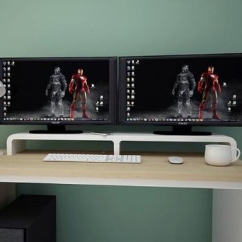 큐빅스 HTKV9521 특가 듀얼모니터받침대 스마트한 가구 큐빅스