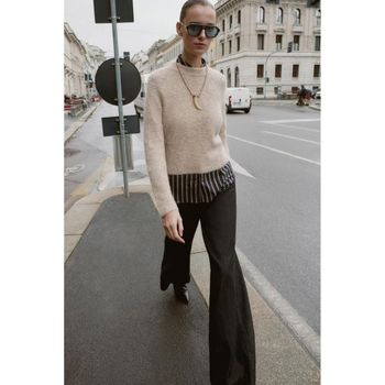 ZARA 자라 우먼 울  알파카 점퍼 샌드 말 3519100081 884949