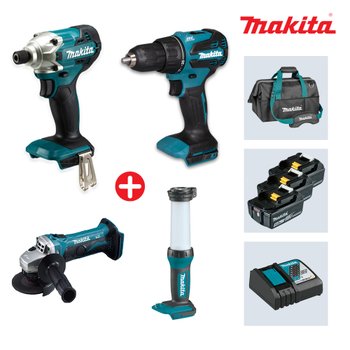 마끼다 DLX4076TR4 18V 5.0Ah 충전콤보세트 DTD156+DHP490+DGA402+DML807 임팩드릴/함마/그라인