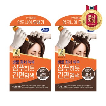 엘라스틴 샴푸하듯 간편염색 짙은갈색 2개