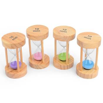 인테리어 WK47KL44 탁상 심플 원형 원목 유리 래시계10분