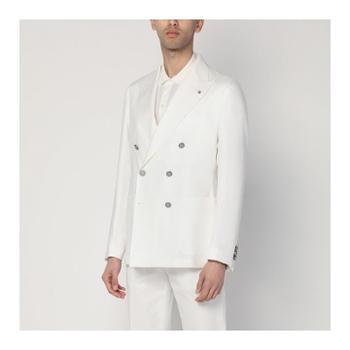 TAGLIATORE Double breasted cream colored jacket in linen 1SMC20K340021/XI_TAGLT-EX818_202-