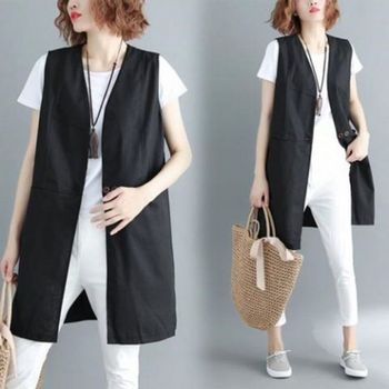 마조끼 TL98MA90 세련된 롱조끼 Vest 노카라 베스트 F70430