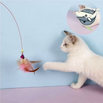 고양이장난감 고양이 애완용 플라잉 낚시대 깃털 장난감