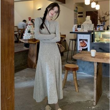 플레어 EZAZ7225 슬림 캐주얼 골지 원피스 필수템