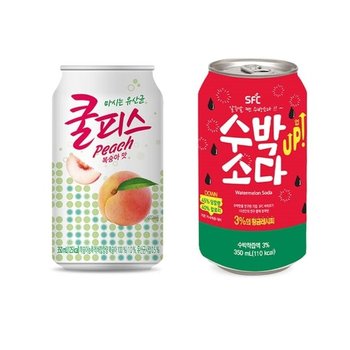쿨피스 복숭아 수박소다 시원한 2종 세트 355ml x 24CAN