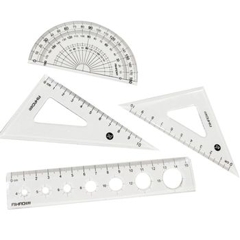 모양자 삼각자 각도기 제도자 4종 세트 DD-10769