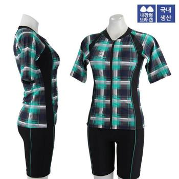 XBLUE 여자 반팔 집업 투피스 수영복 N76118 핫템 여성 (37864001A)