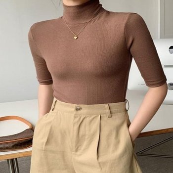 고품질 G125669 폴라 티셔츠 니트 골지 7부 여 (WFK6OZQ)